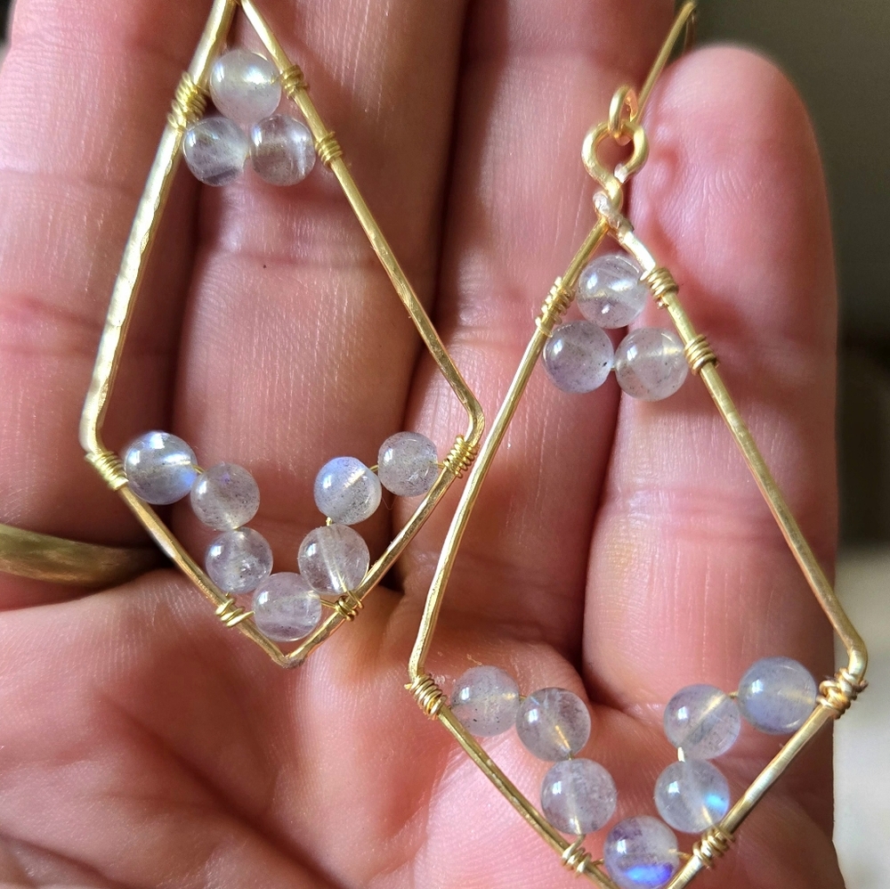 Gray moonstone earrings - Picture 3 of 5